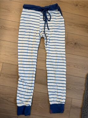 Striped Blue & White Ankle Jogger Pants